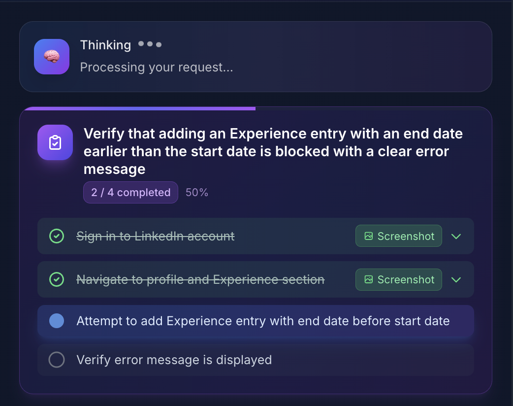 Automated QA Testing with Natural Language Test Scenarios